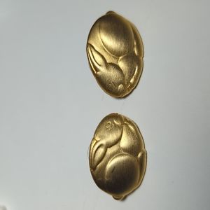 Vintage JJ JONETTE JEWELRY Goldtone Rabbit Bunny Earrings